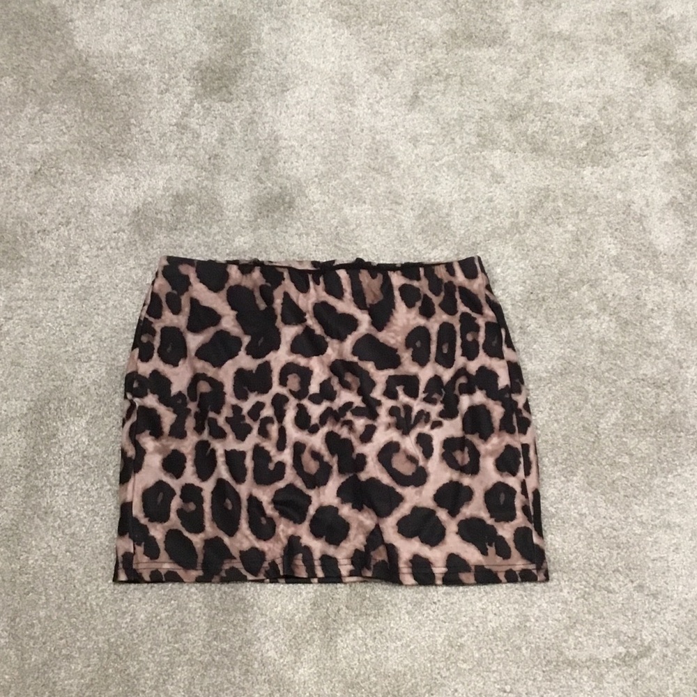 SHEIN Leopard Print Mini Skirt - Brown & Black